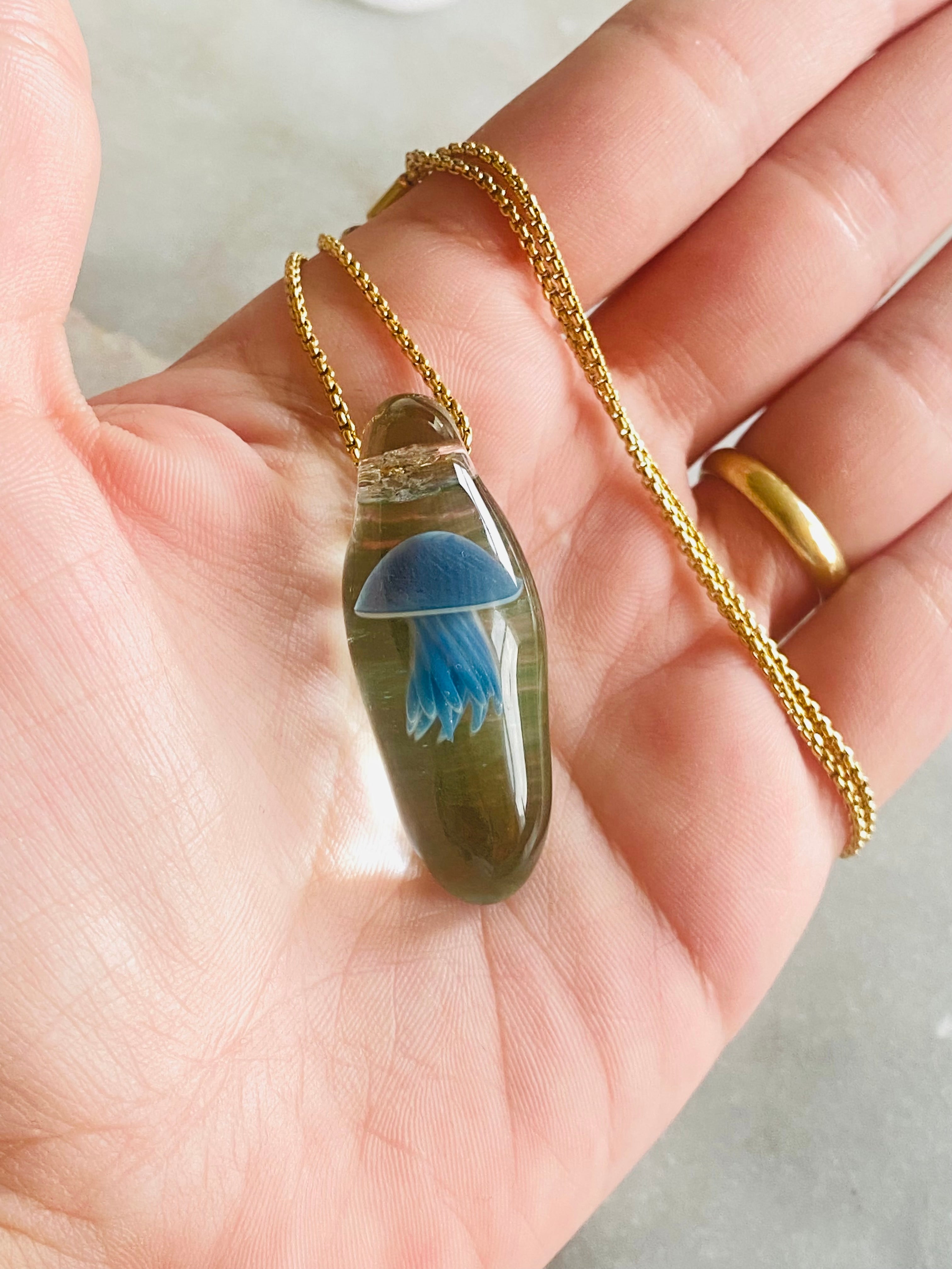 Blue and Green Jellyfish Pendant