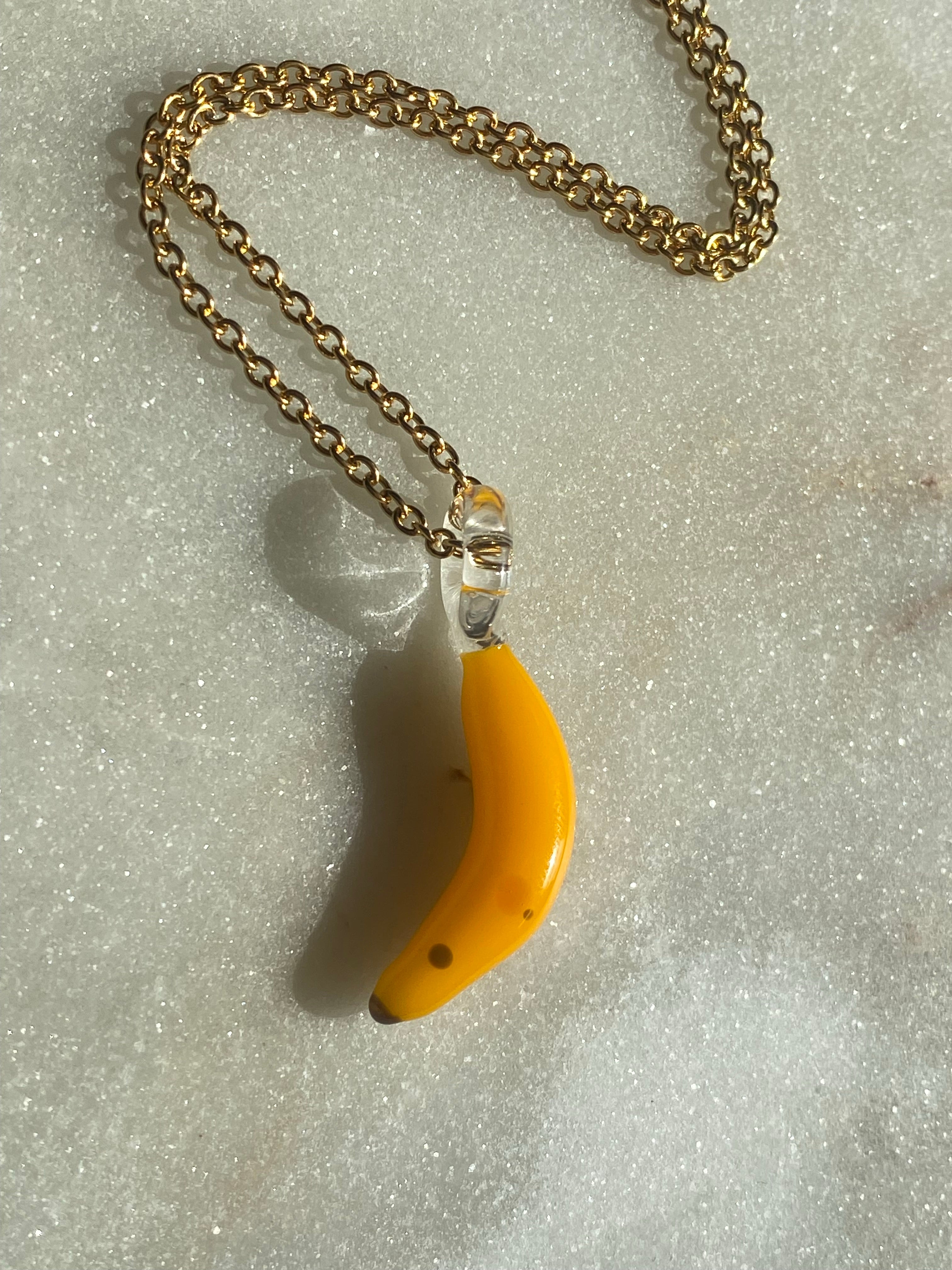 Banana Miniature Glass Charm Necklace