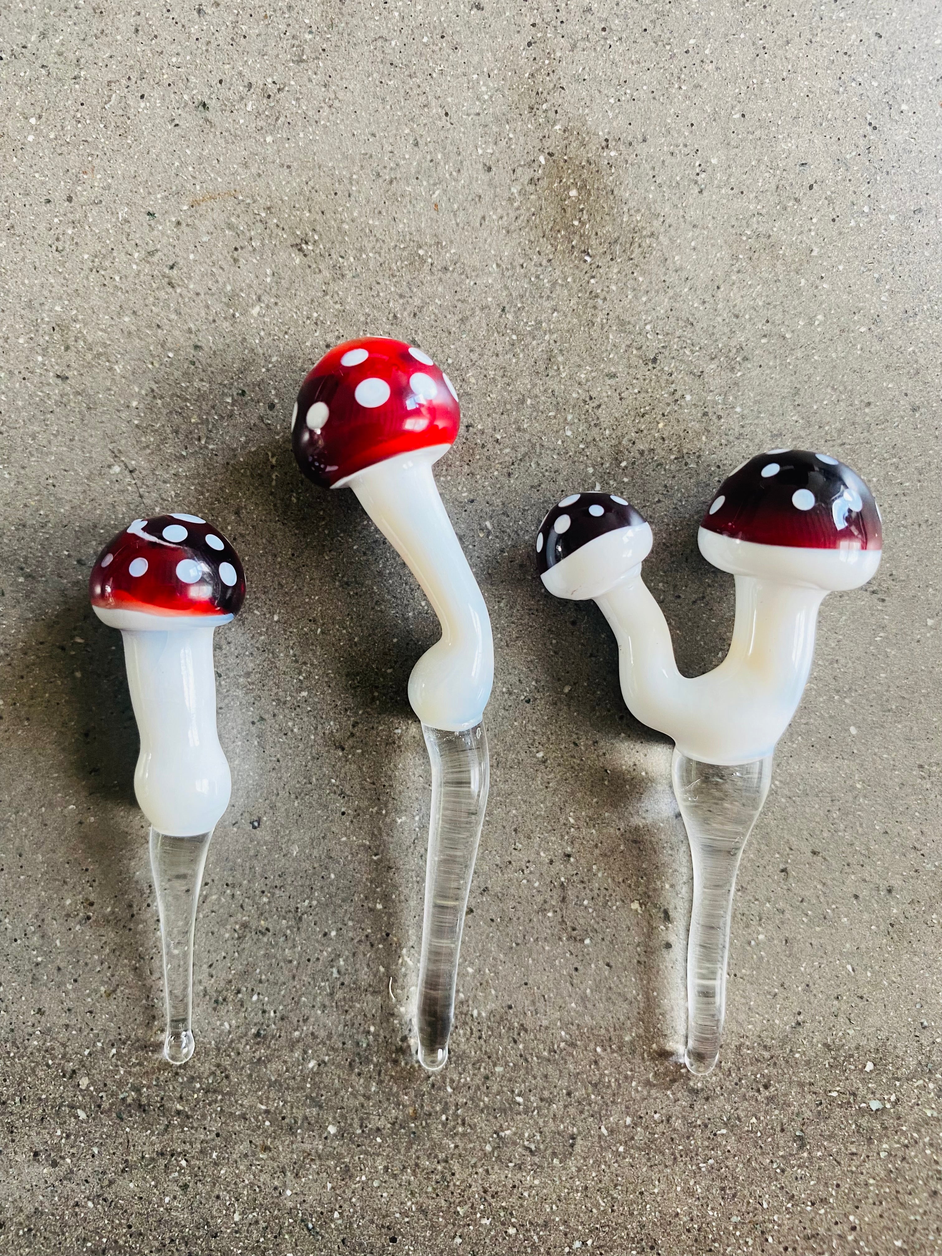 Triple Glass Mushroom Plant Stakes Set-6