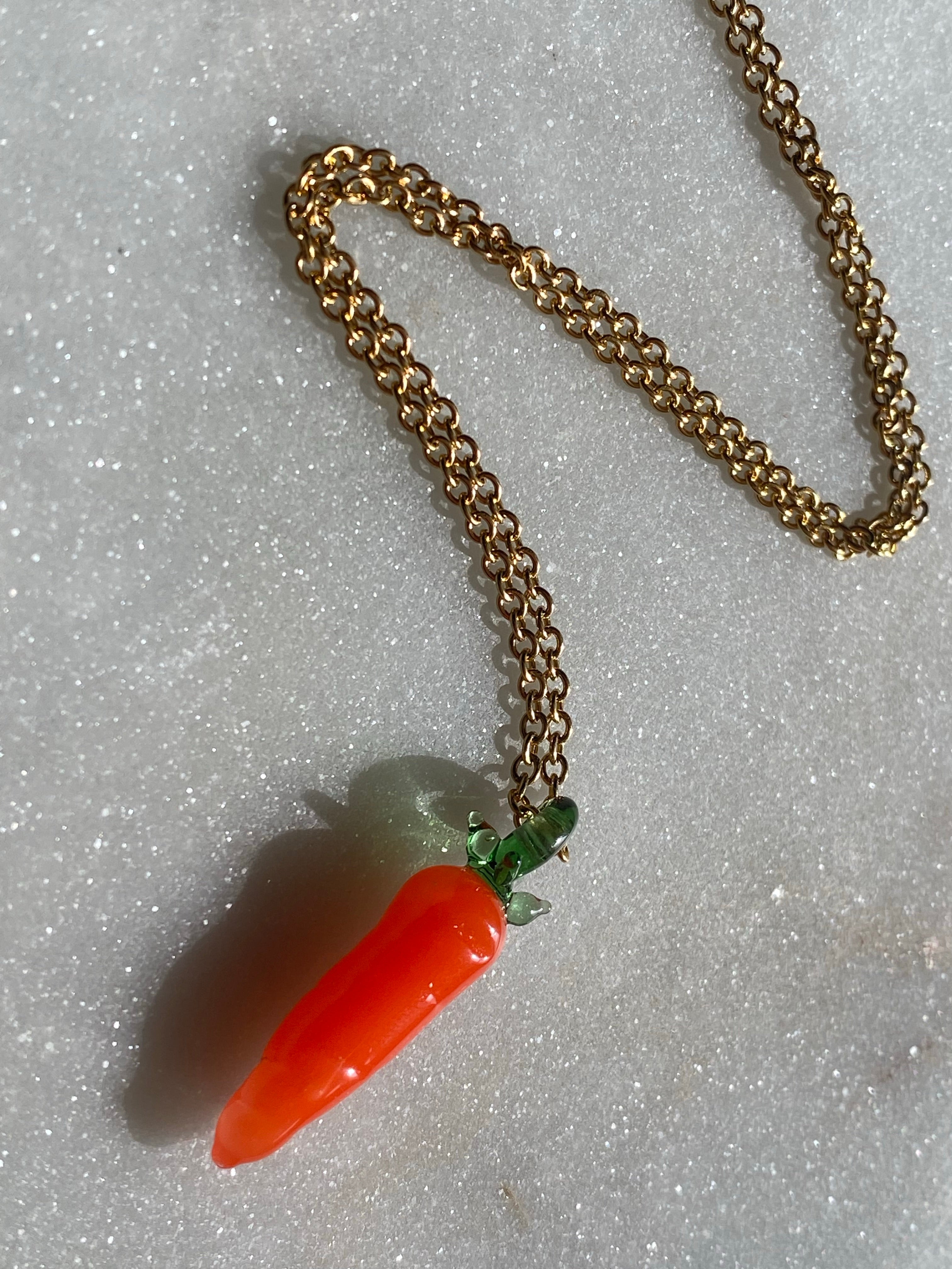 Carrot Miniature Glass Charm Necklace