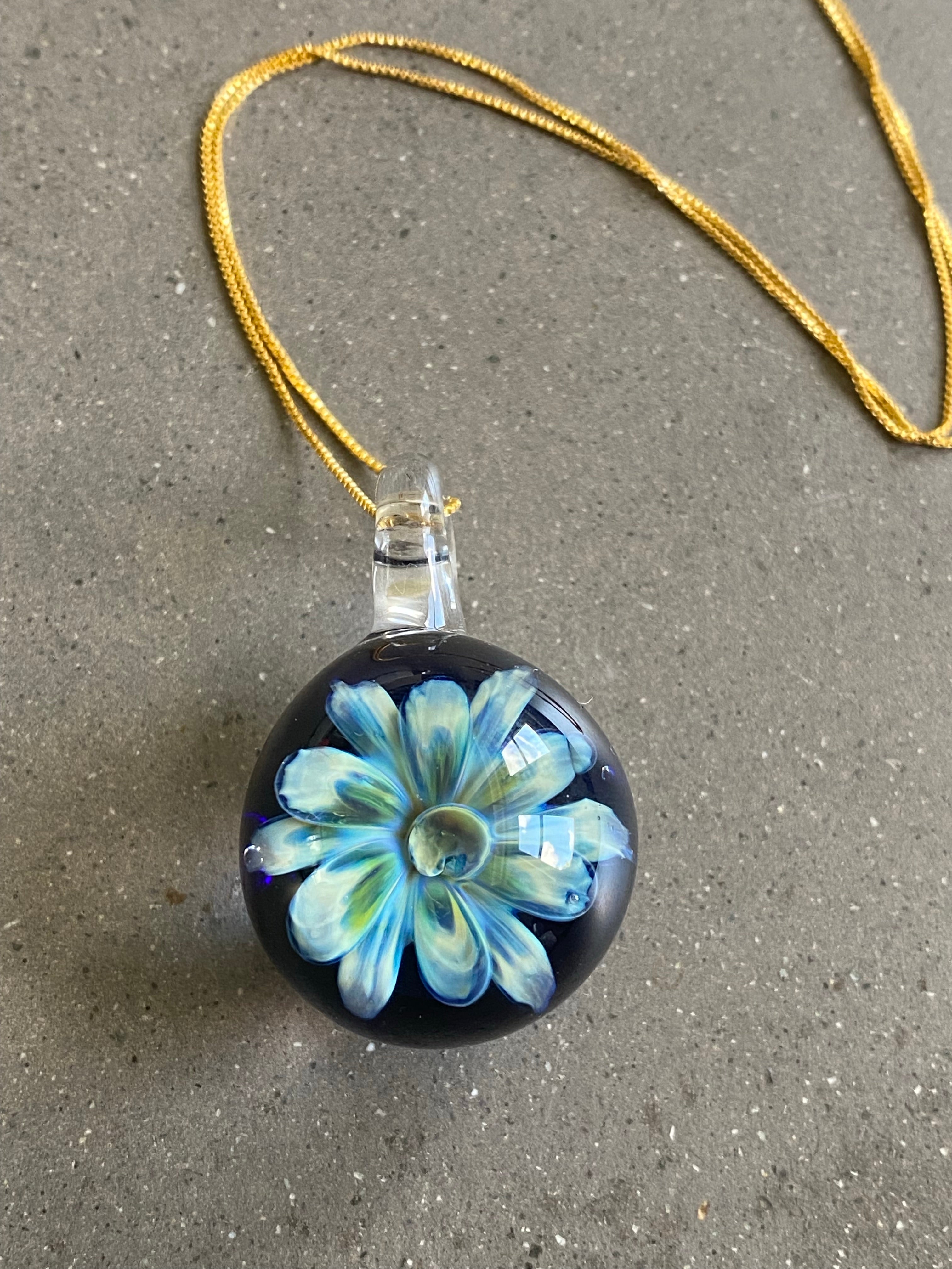Grey and Blue Flower Implosion Pendant
